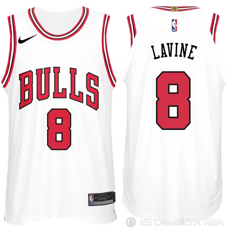 Camiseta Lavine #8 Chicago Bulls Autentico 2017-18 Blanco Camiseta Lavine #8 Chicago Bulls Autentico 2017-18 Blanco